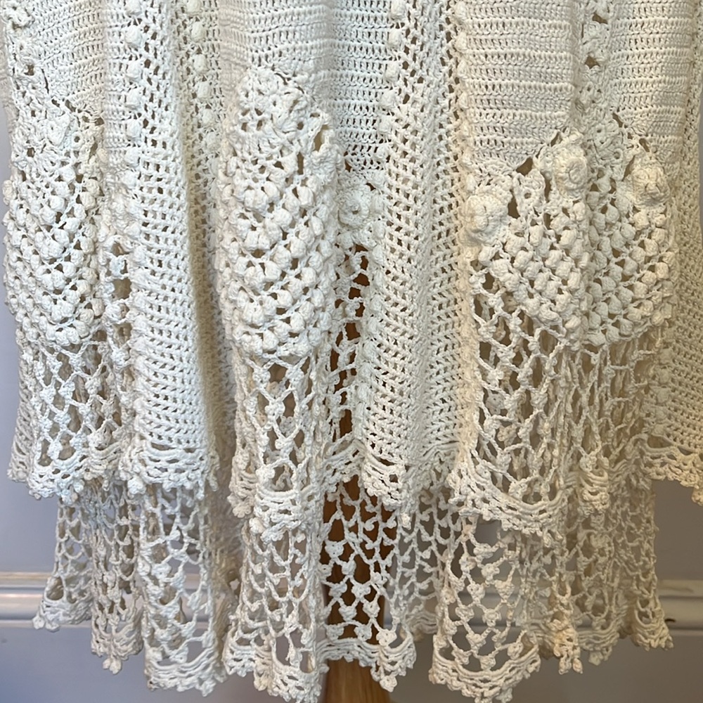 Polo Ralph Lauren Ivory Hand crafted Crochet Romantic Dress ruffle hem Size XL - Picture 10 of 17
